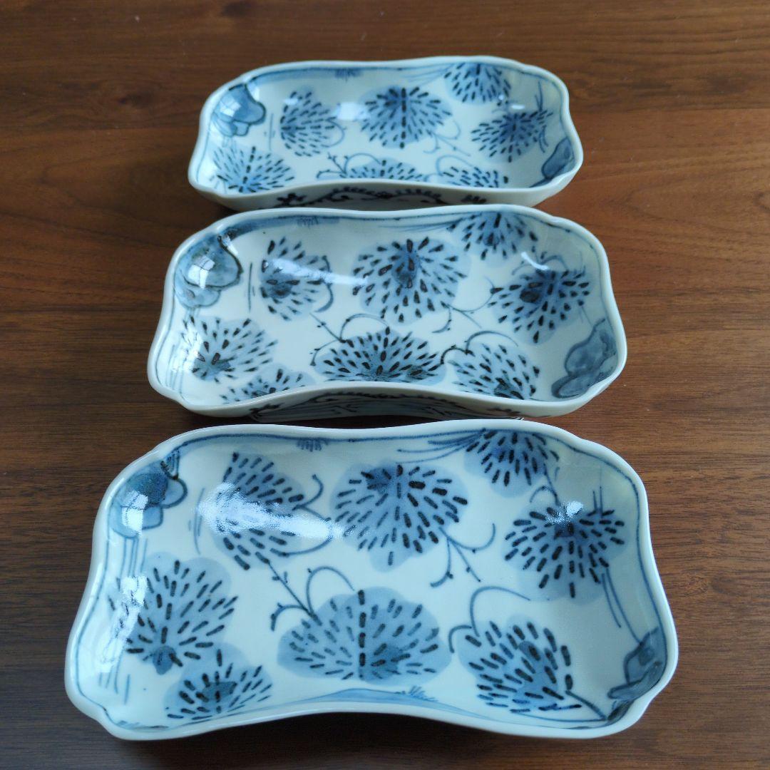 柳川謙治さん笹文隅切り反り深皿　３個