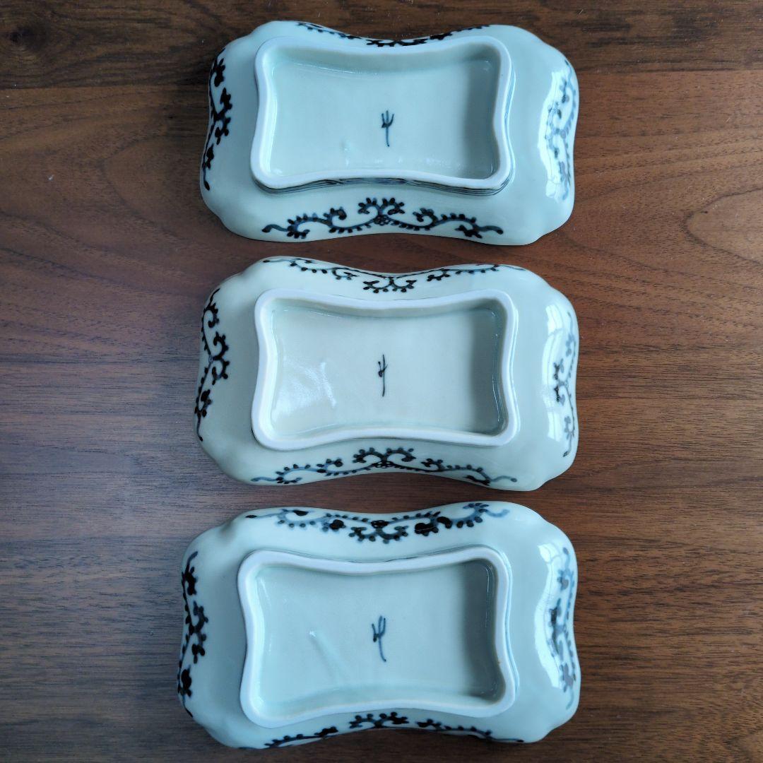 柳川謙治さん笹文隅切り反り深皿　３個