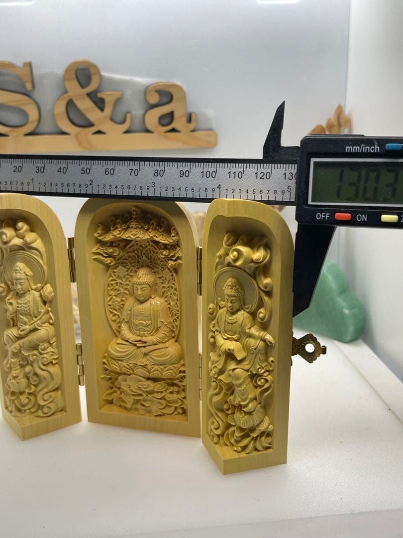 mm様【1898】木彫り三開仏 阿弥陀三尊 阿弥陀如来、観音菩薩、勢至菩薩