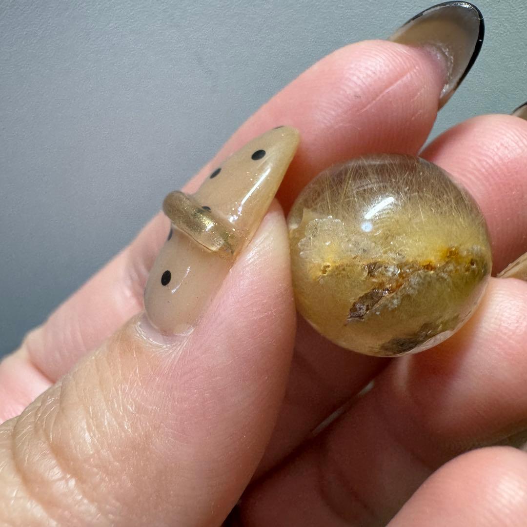 セール　一点もの　天然石　粒　サゲニティッククォーツ　ガーデンクォーツ　フラワー