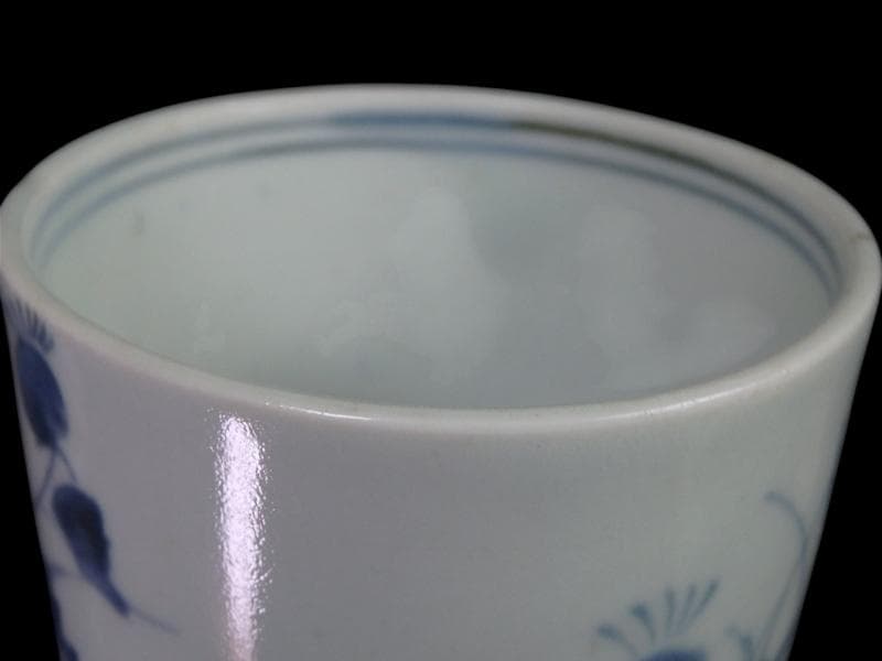 古伊万里　染付　薊の図　蕎麦猪口　832AS-fbvw