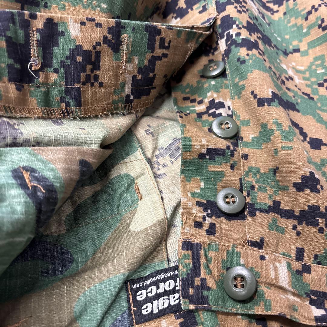 迷彩戦闘服 ポケット付き 肘パッド付き3点セット　0204o220