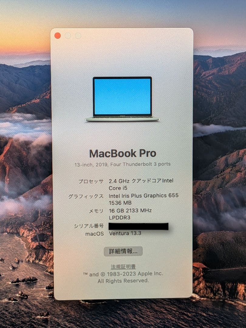 美品 MacBook Pro 13インチ スペースグレー 本体 画面保護シール