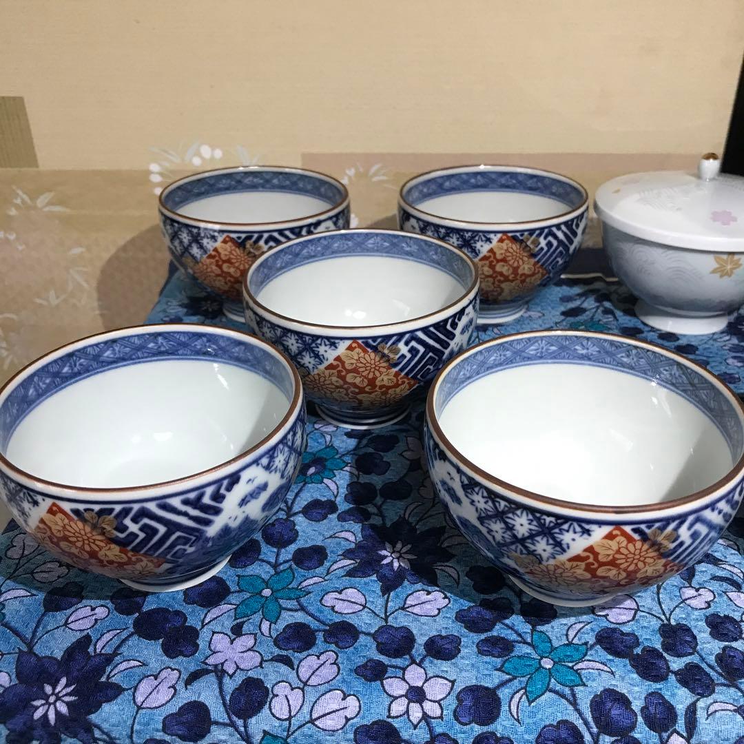 煎茶揃5客　蓋付き煎茶碗5客　セット