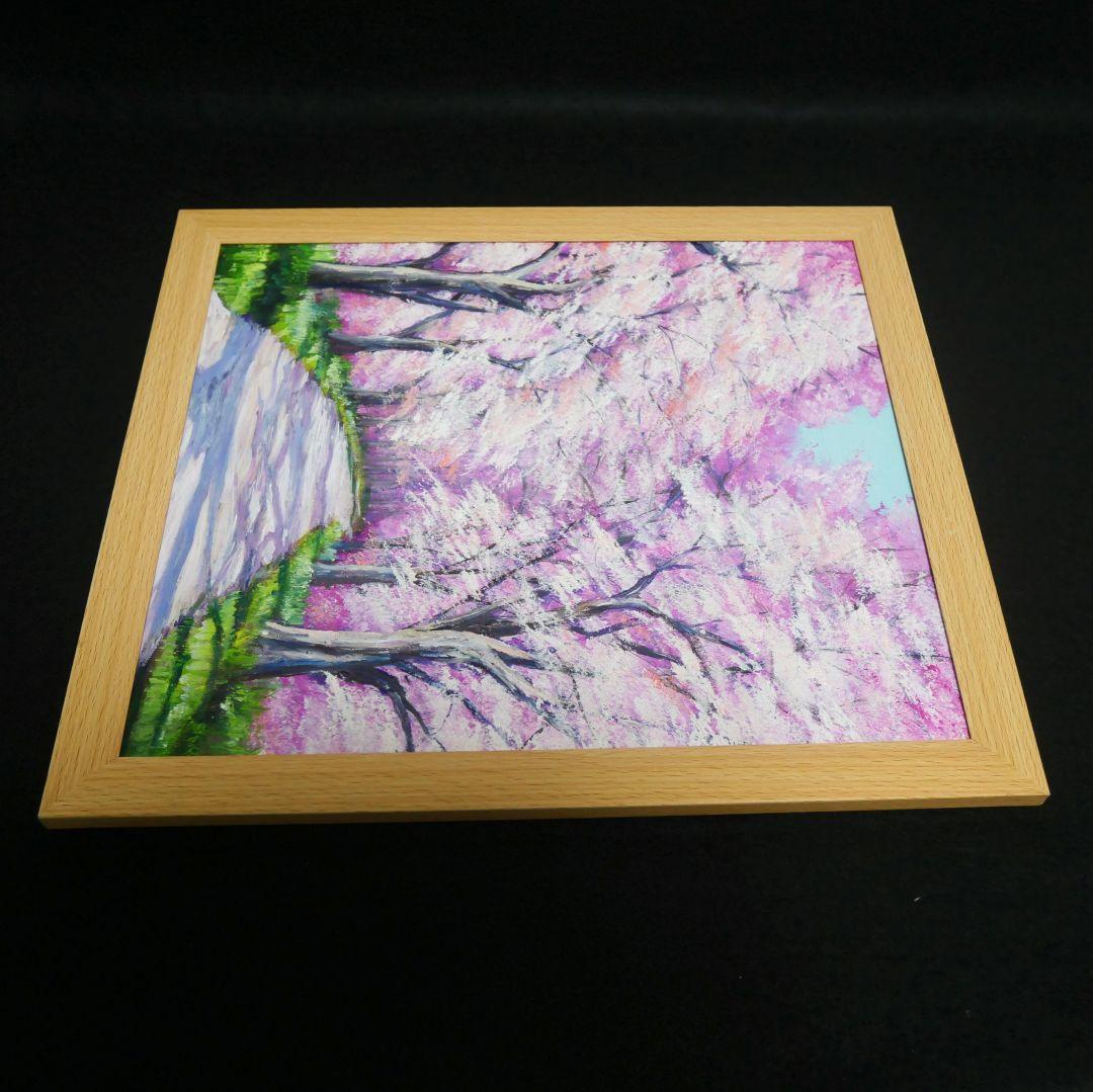 油絵 絵画【満開の桜のトンネル】原画 額縁付き 春の風景画 ギフトにも！