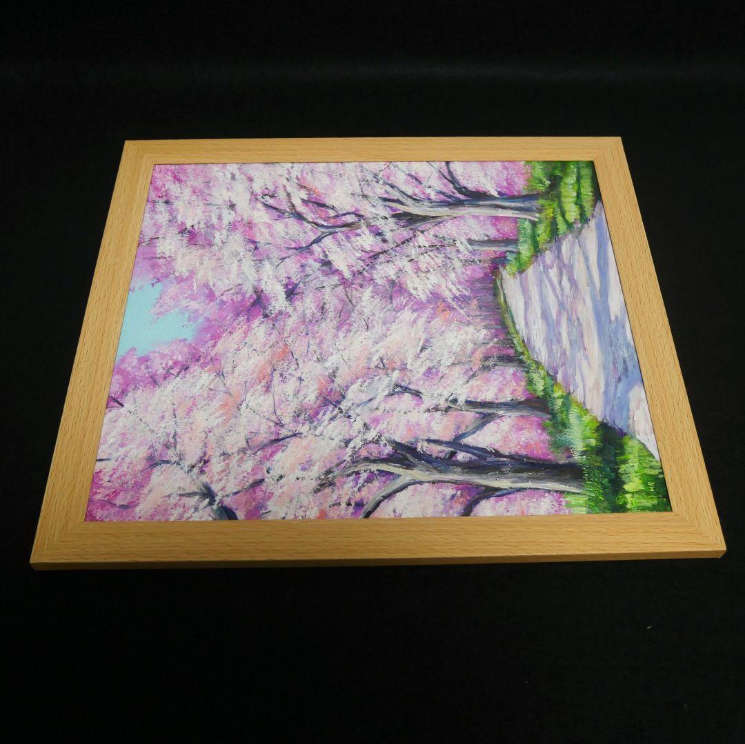 油絵 絵画【満開の桜のトンネル】原画 額縁付き 春の風景画 ギフトにも！