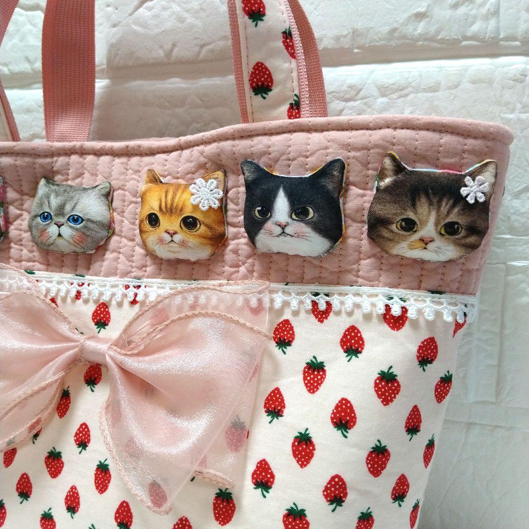 ゆ*ら様 コヤンイサムチョン☆ミニトートバッグ　いちご&ヌビキルト　色々ミニねこ