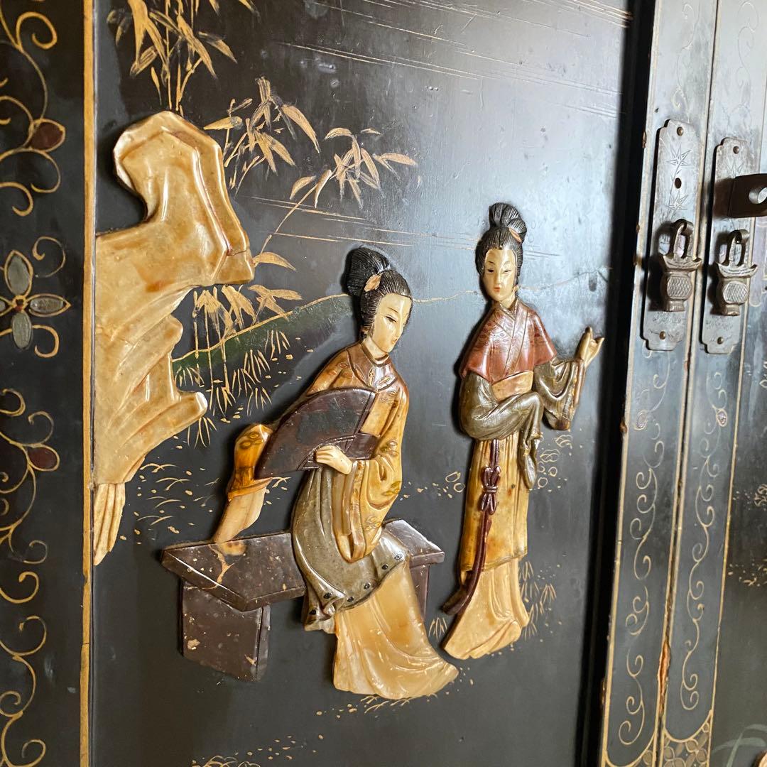 中国　アンティーク　キャビネット　李朝家具　中国家具　象嵌　和モダン　アジアン