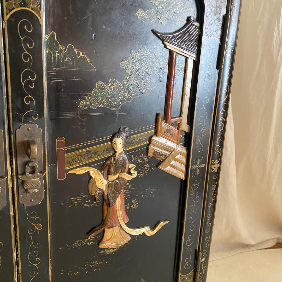 中国　アンティーク　キャビネット　李朝家具　中国家具　象嵌　和モダン　アジアン