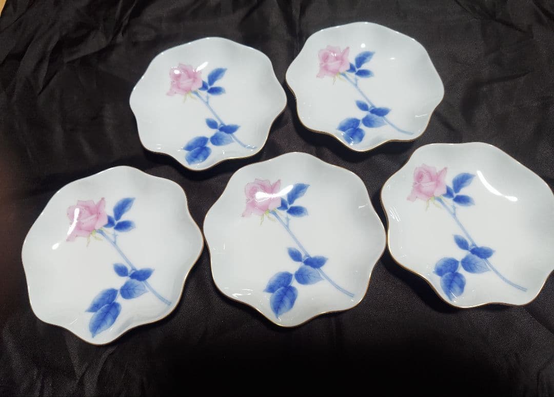 【美品】香蘭社　イングリッシュローズ　薔薇　小皿　大皿　希少