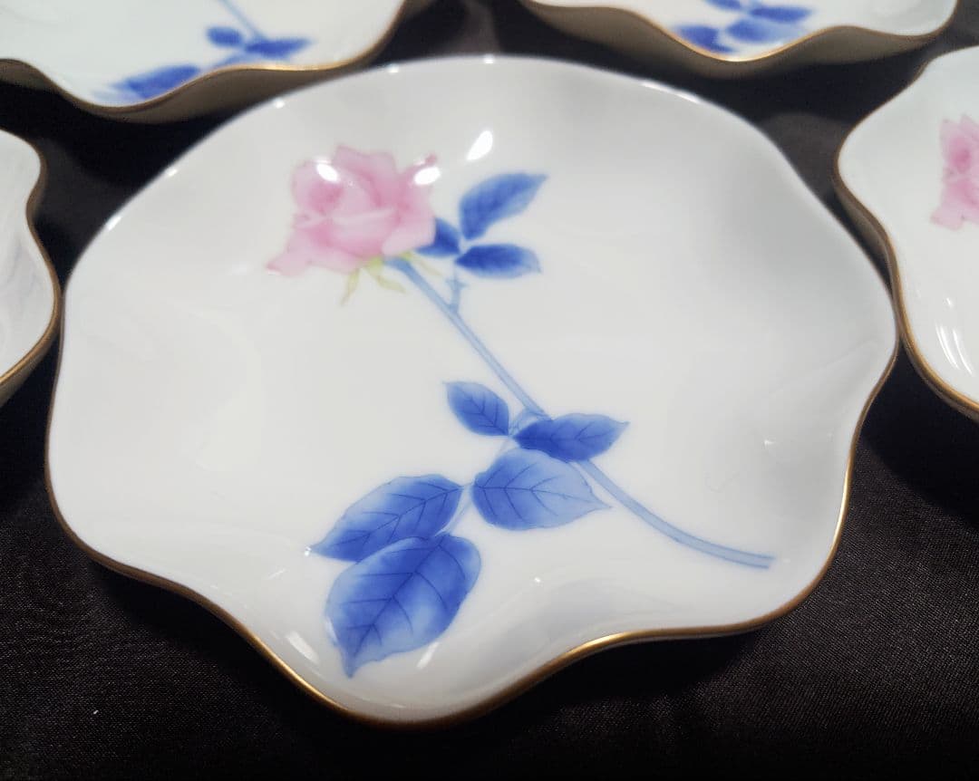 【美品】香蘭社　イングリッシュローズ　薔薇　小皿　大皿　希少