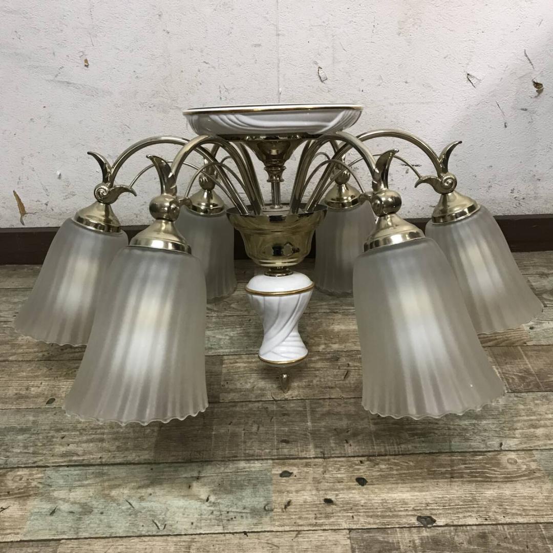 昭和レトロ Nationalくもりガラス 6灯 照明 HEM6098E 陶器