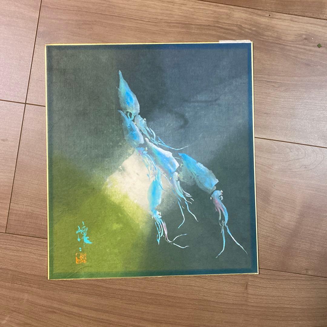 潮の流れ 色紙 カニ イカ(二枚入り)