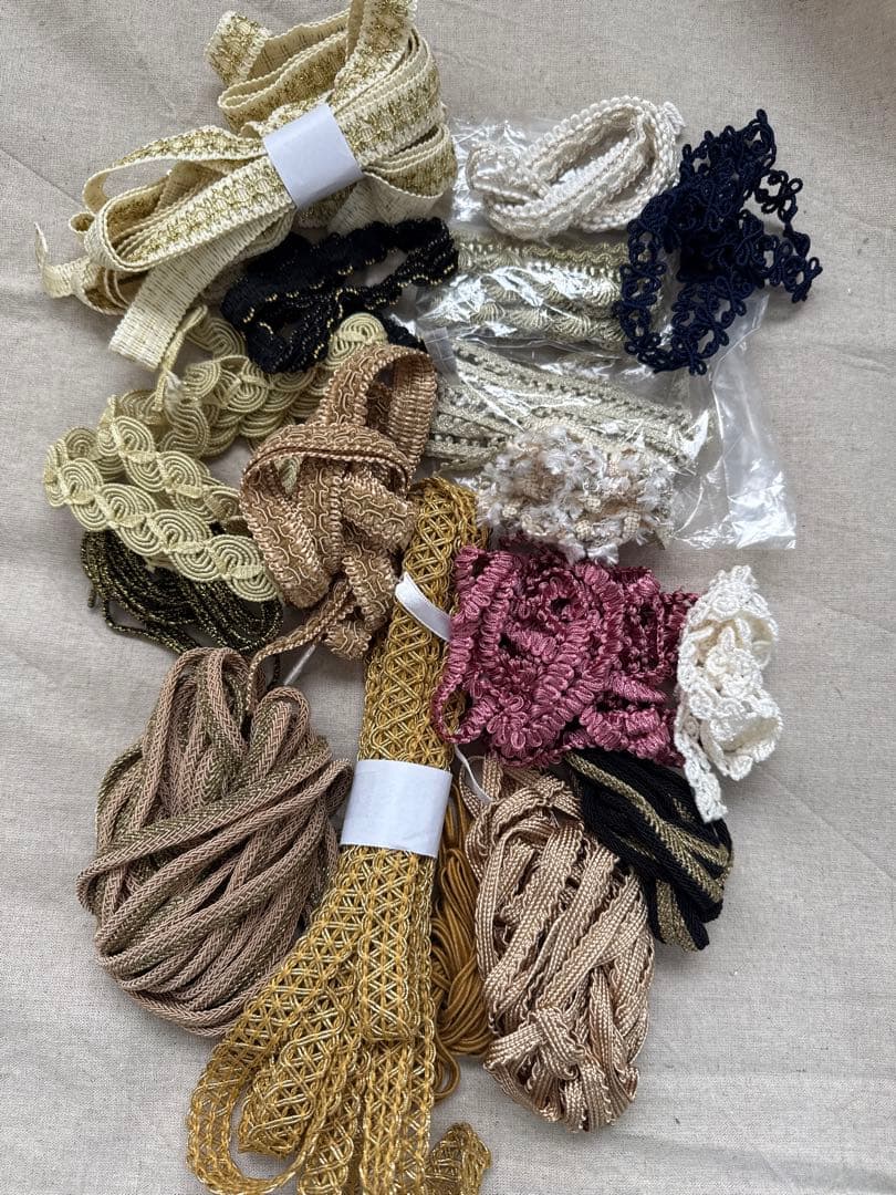 インド刺繍リボン計35M以上、生地、副資材セット