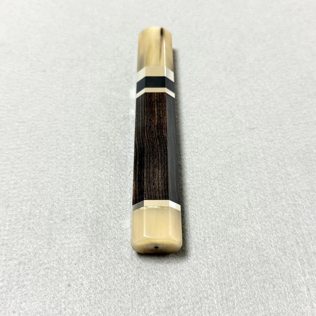 三段銀巻 白水牛角 柳刃210 手作り 包丁の柄 黒檀八角柄 柳刃7寸 ハンドル