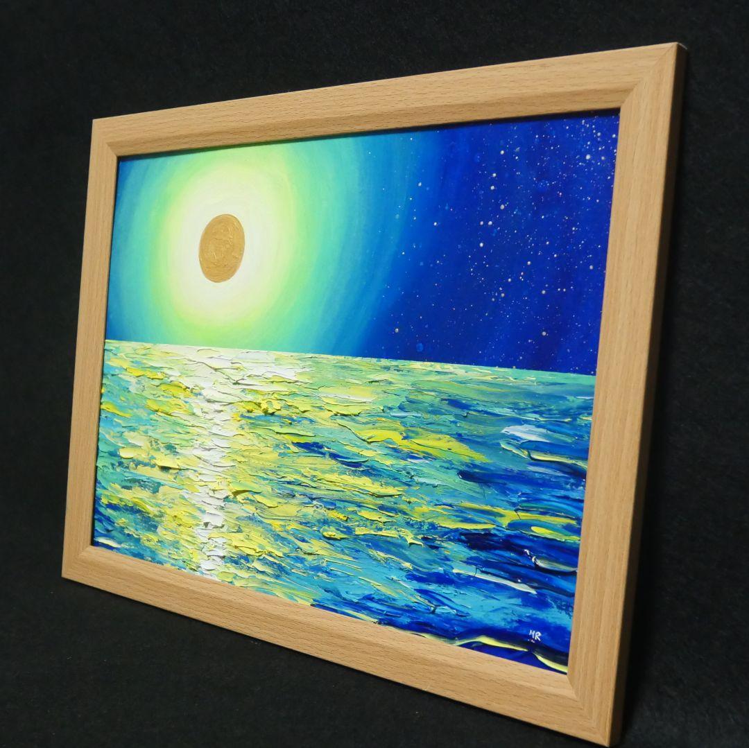 油絵 油彩 油彩画 絵 絵画 【満月の夜に月の光】