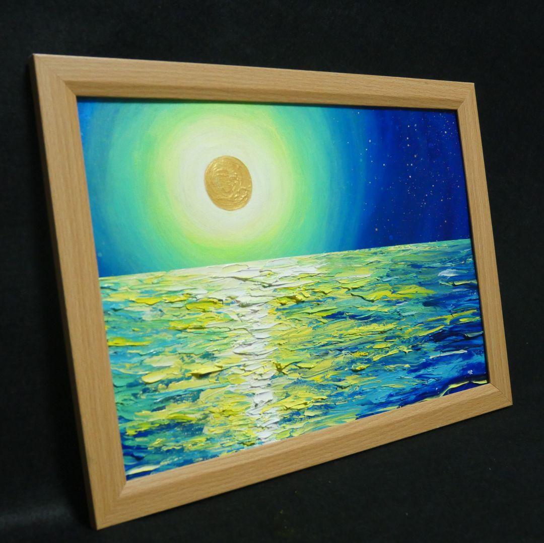油絵 油彩 油彩画 絵 絵画 【満月の夜に月の光】