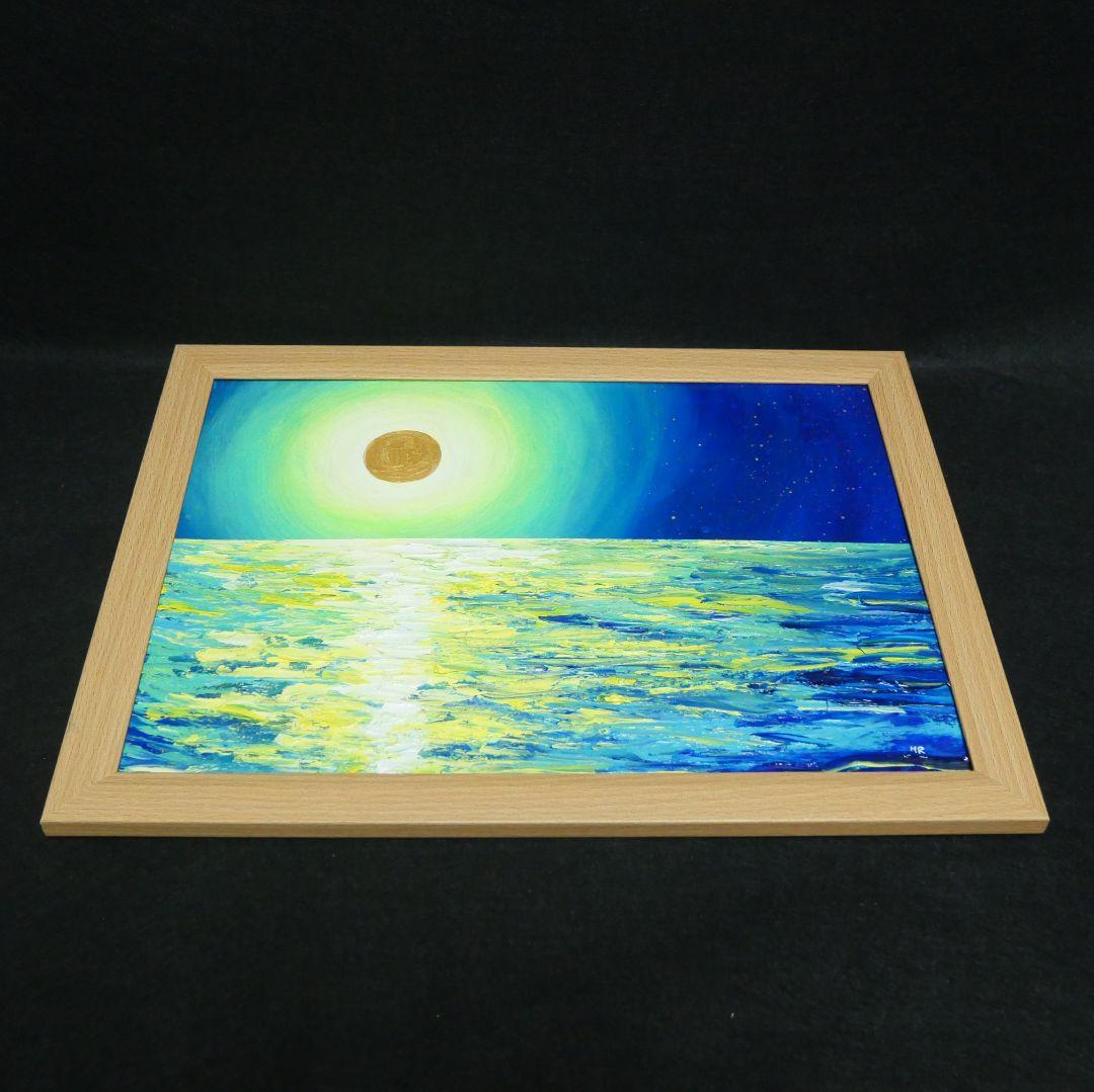 油絵 油彩 油彩画 絵 絵画 【満月の夜に月の光】