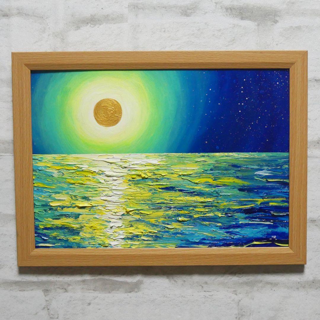 油絵 油彩 油彩画 絵 絵画 【満月の夜に月の光】