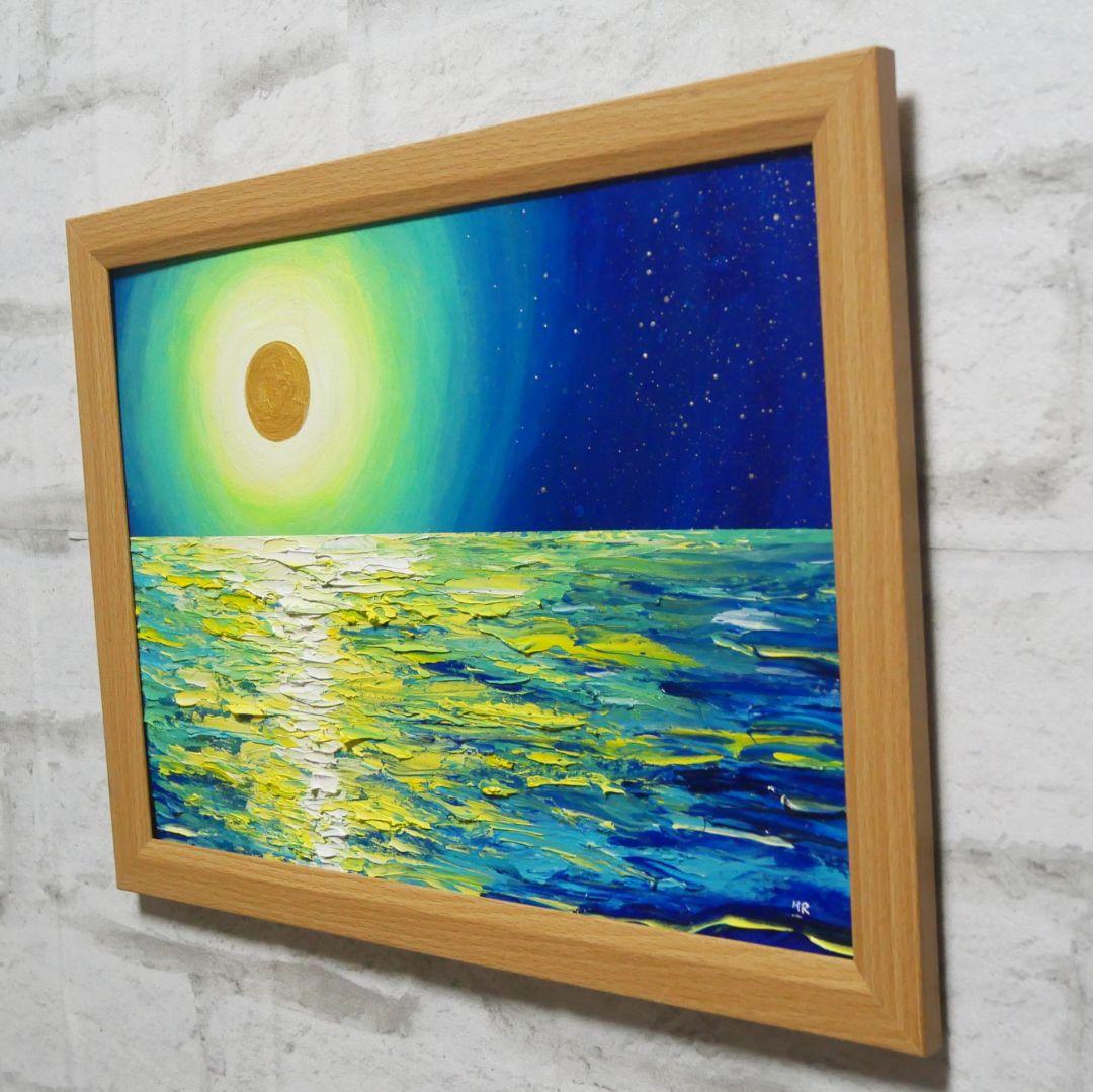 油絵 油彩 油彩画 絵 絵画 【満月の夜に月の光】