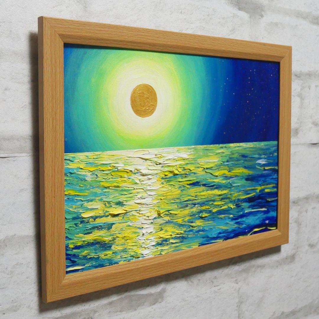 油絵 油彩 油彩画 絵 絵画 【満月の夜に月の光】