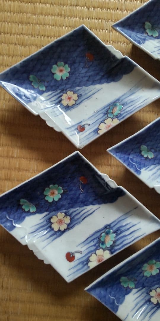 希少　幕末　鍋島　古伊万里　菱形刺し身皿5枚　骨董　アンティーク