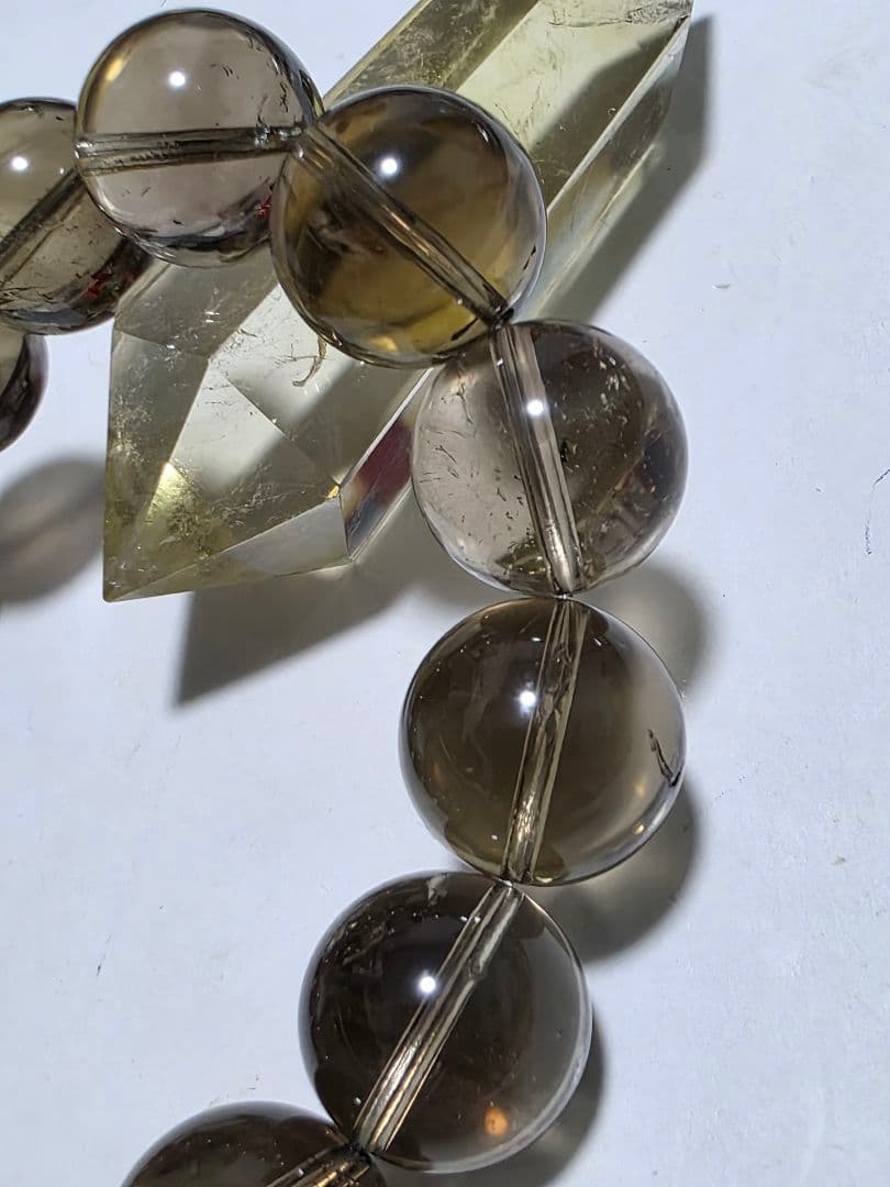 14ミリ　ゼウスクォーツ　スモーキーシトリン　魔晶ゼウス　ブレスレット