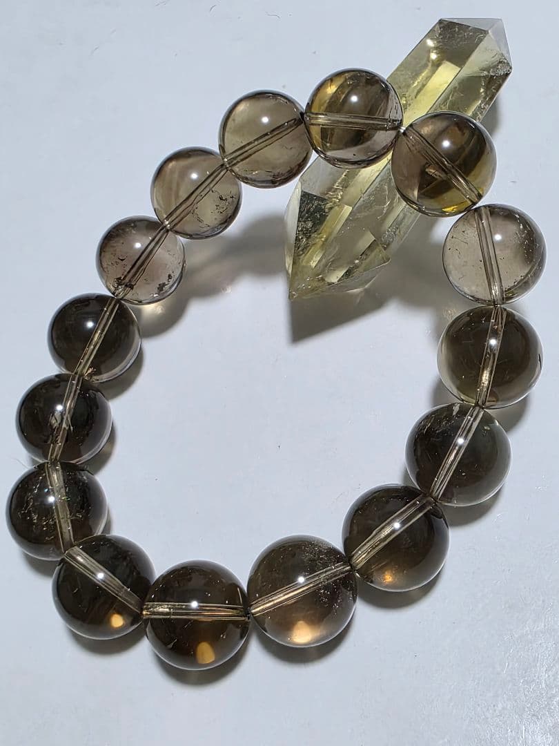 14ミリ　ゼウスクォーツ　スモーキーシトリン　魔晶ゼウス　ブレスレット