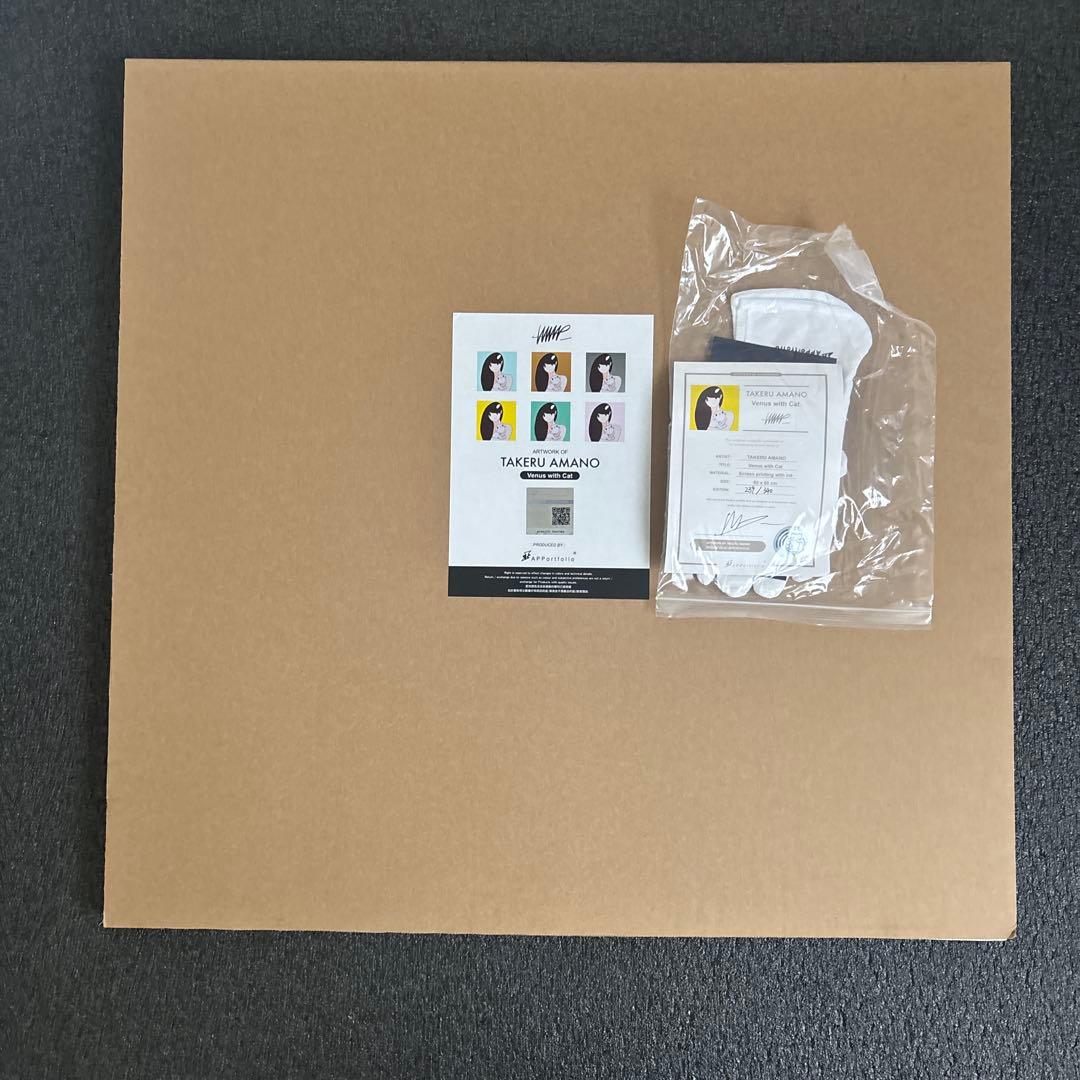 天野タケル Venus and Cat シルクスクリーン 黄色