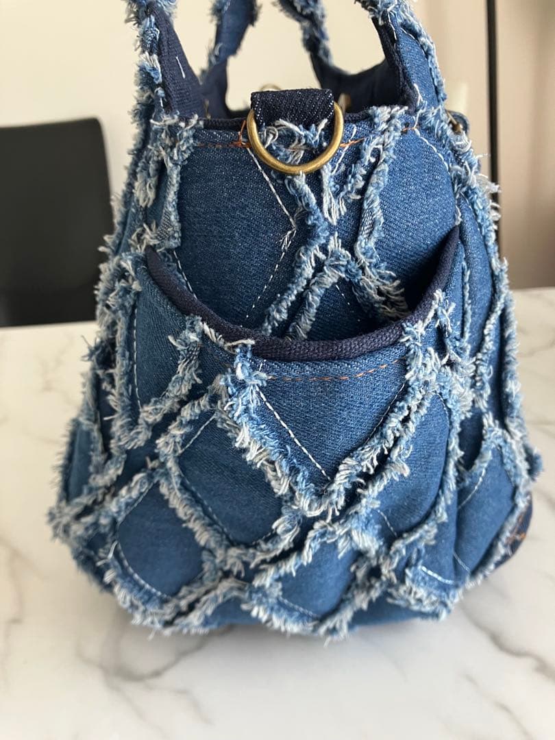 842 りるりる　大きめデニムリメイクバック　ハンドメイド