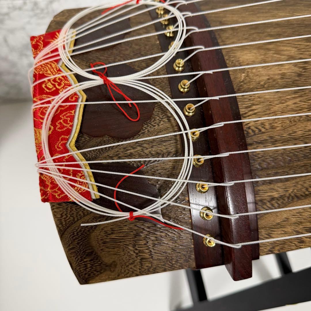 ③美品　ゼンオン 文化箏 上級 13弦 専用スタンド（立奏台）　短琴　柏葉