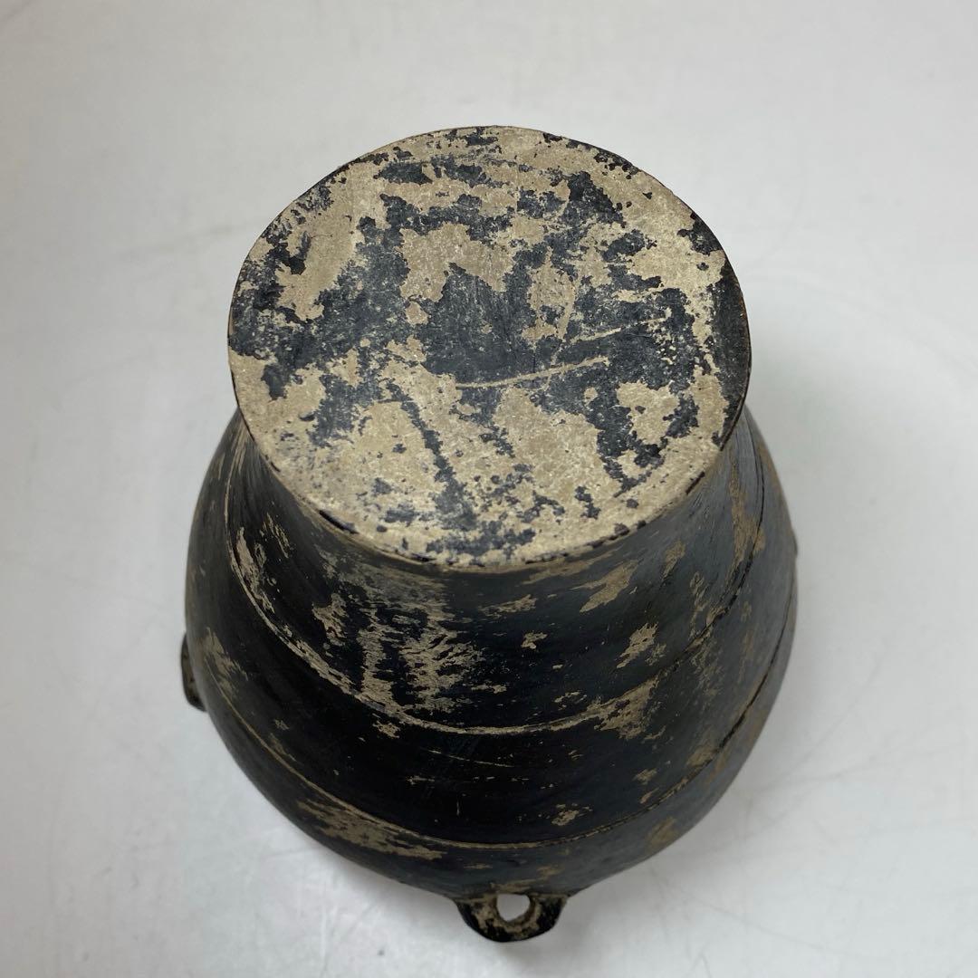 紀元前　ペルシャ四耳壺　高さ約13.2㎝　木箱付タルオル　東さ8-0404☆2F