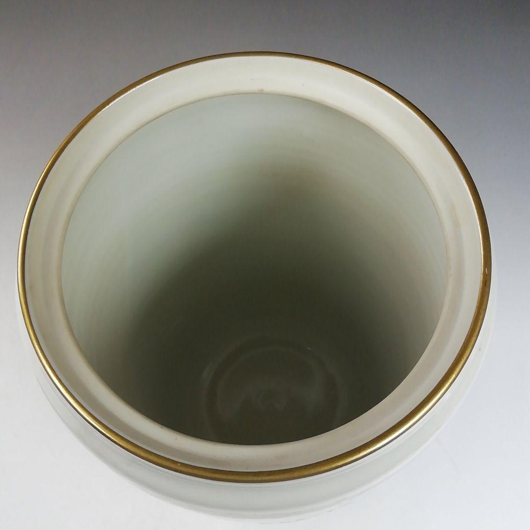 Ｗ２６３　水指　『色絵　草花文』『細水指』『手塚祥堂 造』　共箱　茶道具