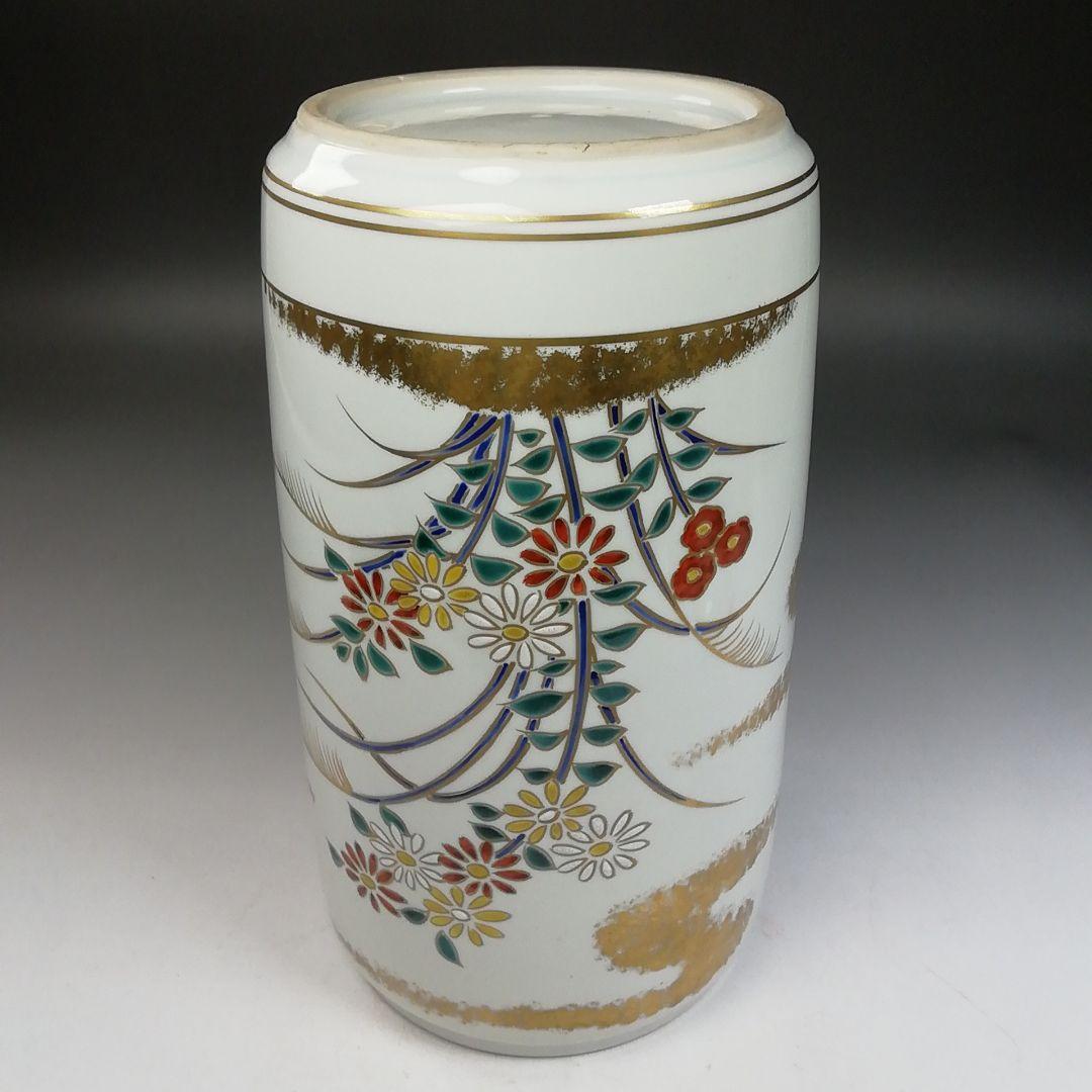 Ｗ２６３　水指　『色絵　草花文』『細水指』『手塚祥堂 造』　共箱　茶道具