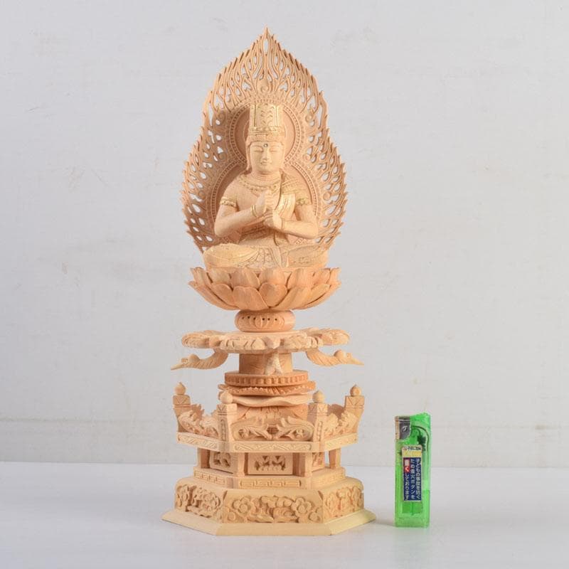 仏教美術　桧彫刻　大日如来像　仏像　華鬘台　C　8862