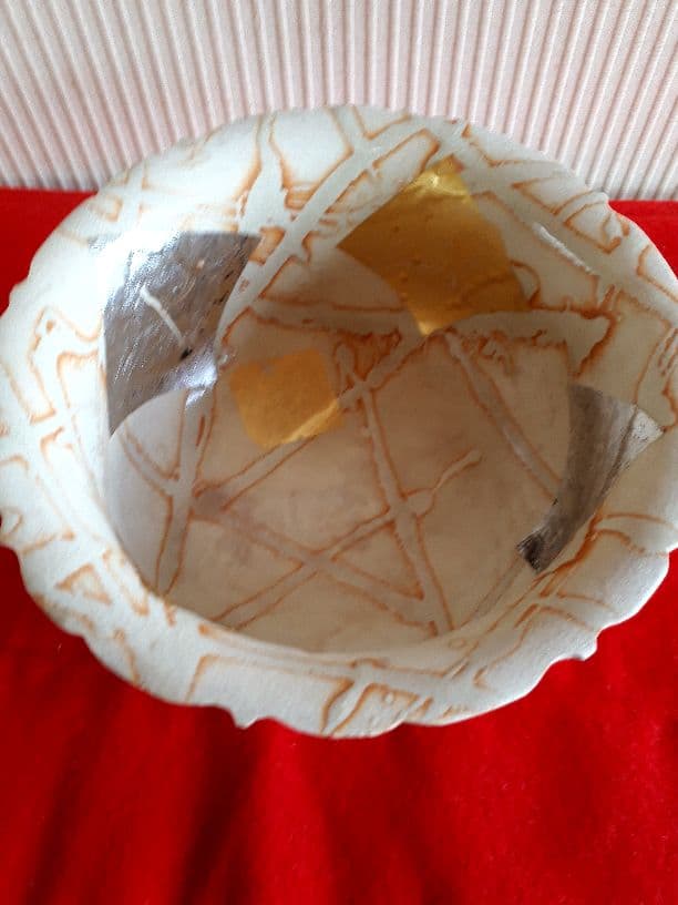 平安瑞雲の金、銀箔菓子鉢