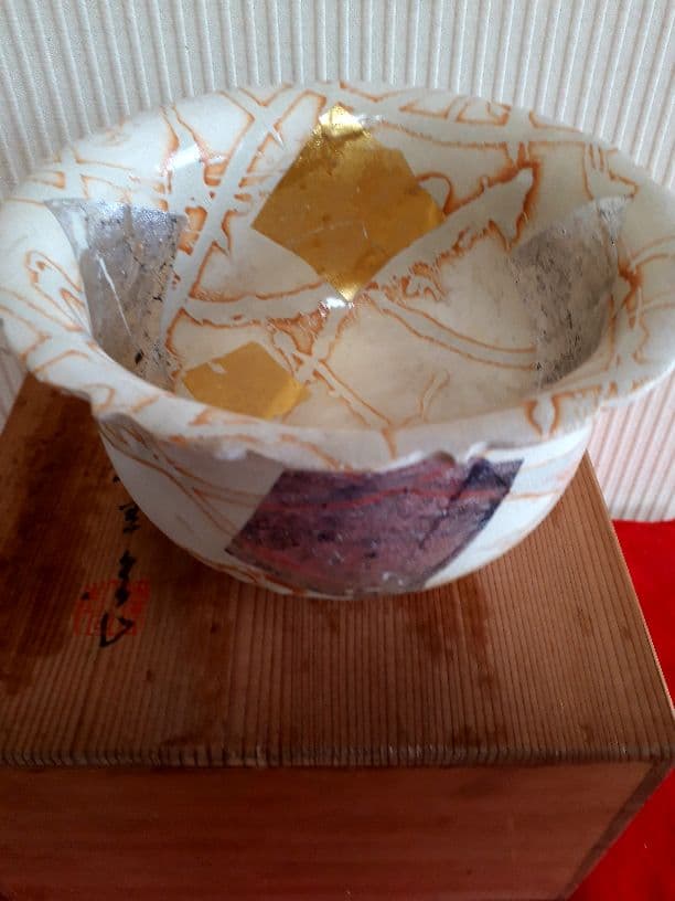 平安瑞雲の金、銀箔菓子鉢