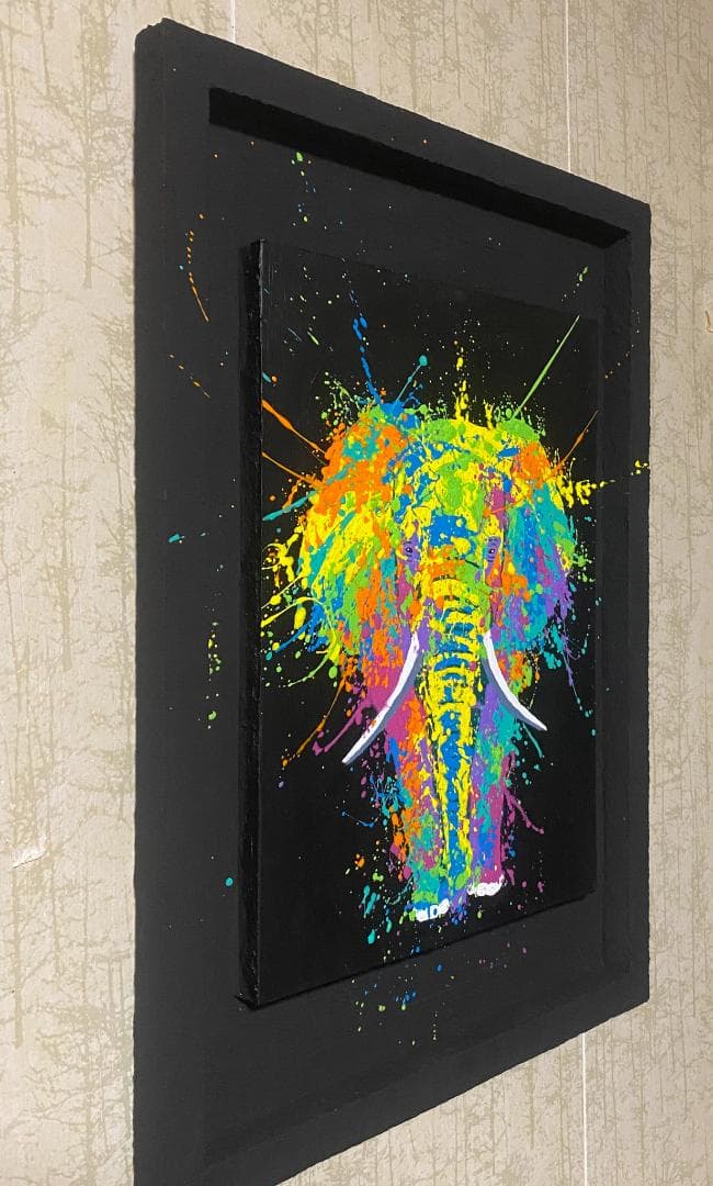 象 原画 アクリル画 インテリアアート「ゾウ」
