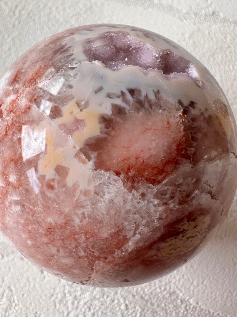 高品質　ピンクアメジスト　アメジストのドゥルージー入　スフィア