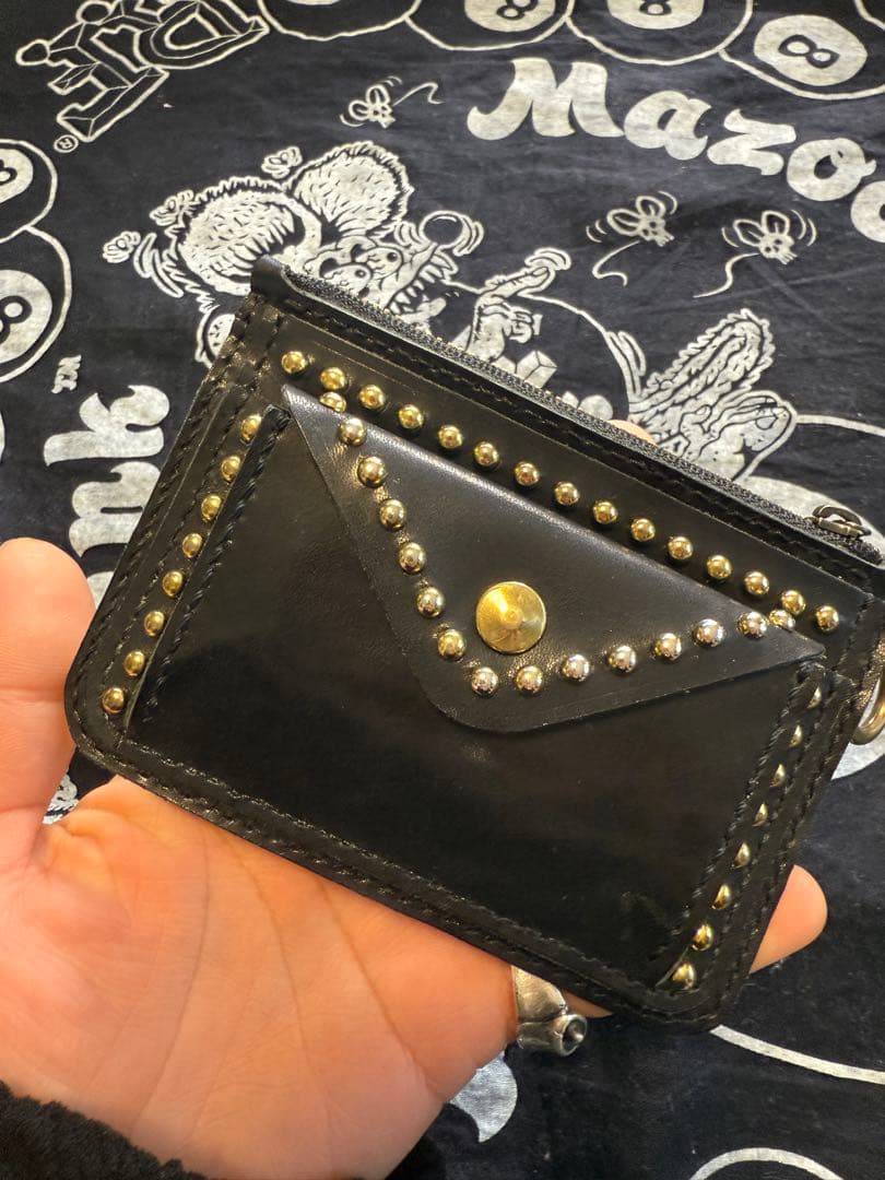 財布　スタッズ　ハンドメイド　本革