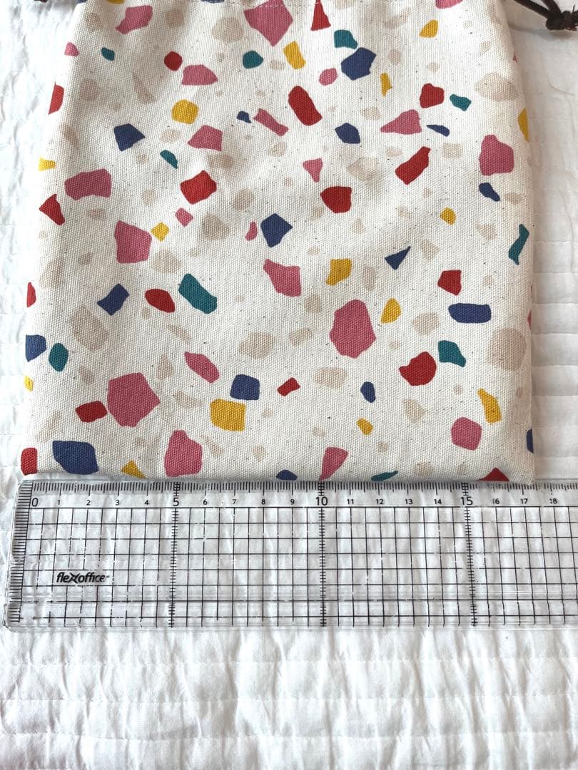 専用★SALE✳︎母made品✳︎巾着  テラゾー柄　コップ袋などに♪
