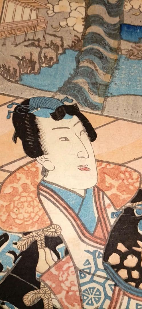 浮世絵版画、江戸紫姿くらべ（十二)三枚綴り三代歌川豊国画、安政4年出版