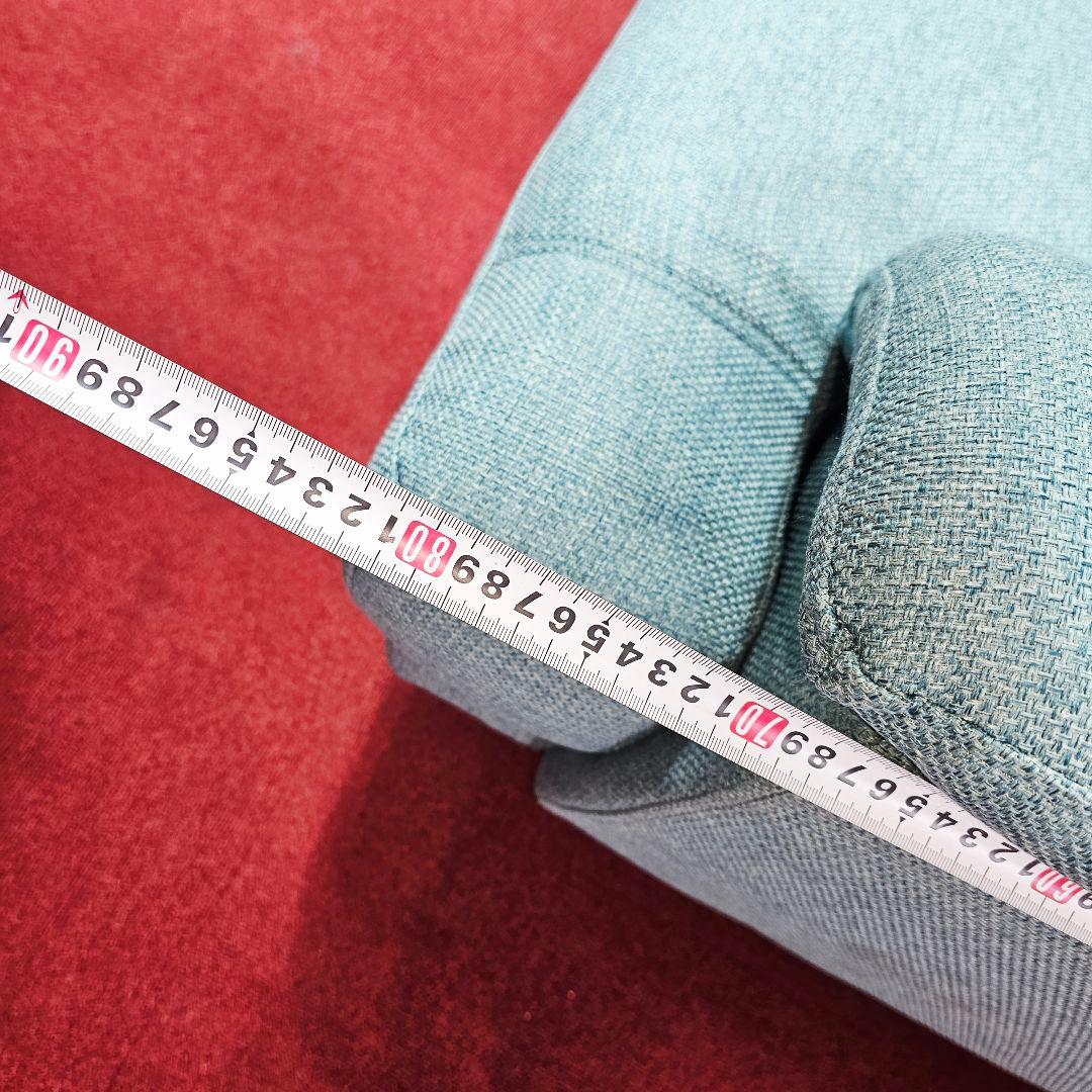 青緑色のファブリック2人掛けソファとオットマン 東京23区全域送料無料