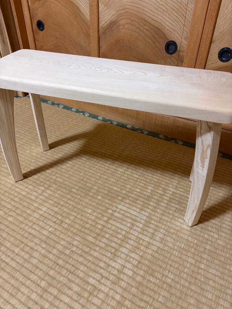 1381建具屋58年のおじいさんの手作り木製サイドテーブル、イス、スツール