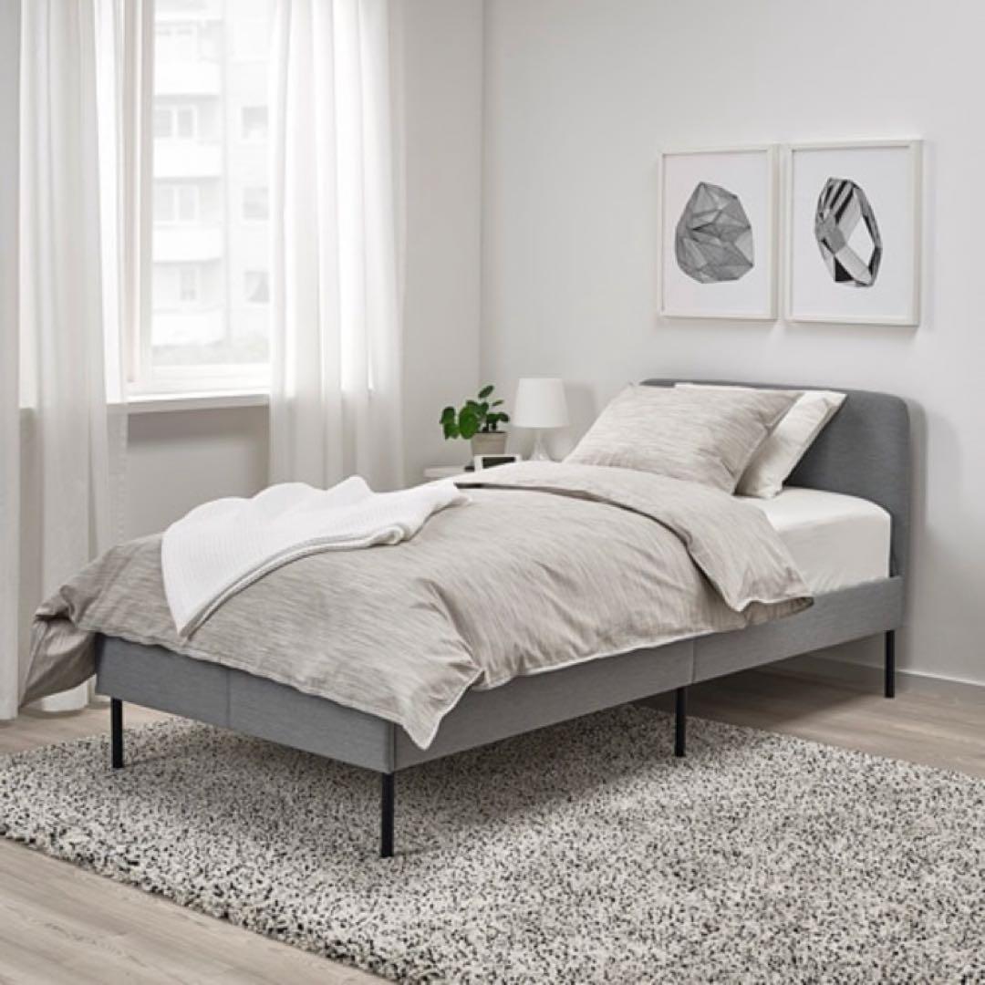 【美品】IKEA ベッドフレーム シングルベッド ライトグレー シンプルおしゃれ