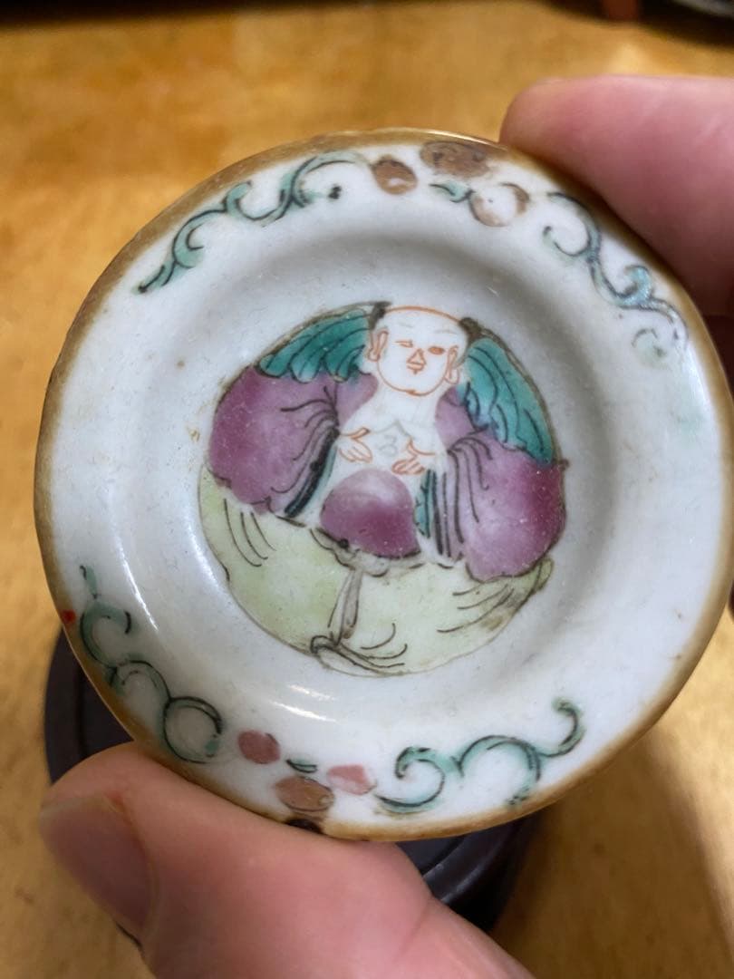 粉彩 人物 コオロギ (促織)缶 清時代 唐物 同治年製 粉彩