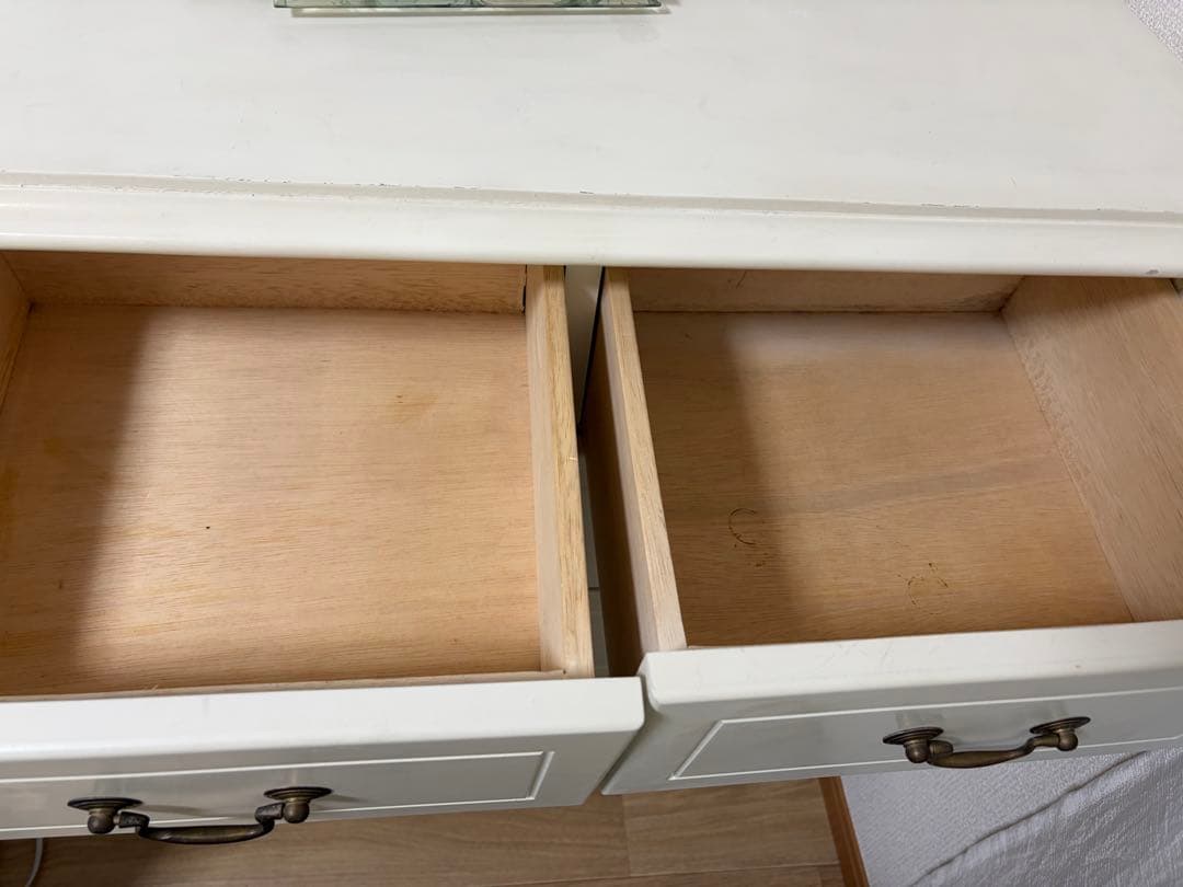 も*送様 アンティーク　ロココ調　ホワイト木製チェスト　フレンチカントリー