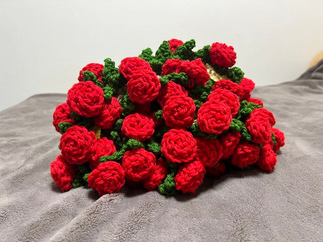 花束ブランケット　ブーケブランケット　ハンドメイド　バラ　直径約88cm