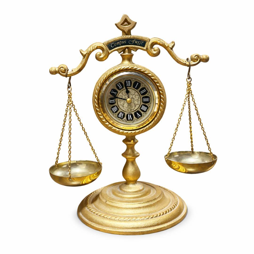 SEIKO セイコー 天秤 置時計 クォーツ アンティーク調 インテリア時計