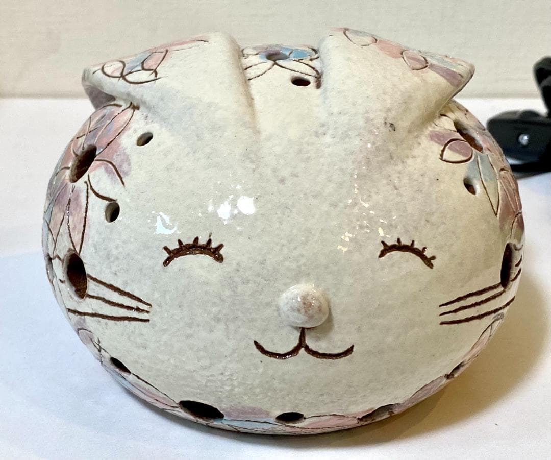 作家作品 アート 陶器 花柄 ウサギ 兎 うさぎ ランプ インテリア 新品